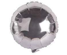 Rayher 87177606 Folienballon Rund, 44cm Ø, silber, XXL Partyballon für Heliumfüllung und Luftfüllung geeignet