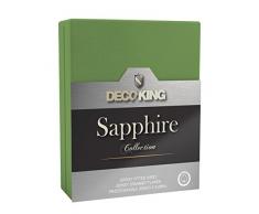 DecoKing Spannbettlaken Jersey Boxspringbett Spannbetttuch Sapphire Collection, Baumwolle, grün, 180 x 200-200 x 220 cm