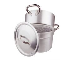 Pentole Agnelli Kochtopf cuociverdure und Dampfgarer Garer mit Topf für Kochfeld Dampfreiniger Dicke 3 mm komplett mit Deckel und Zwei Griffe Edelstahl 36 cm