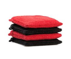 Dream Art Frottier-Pack 3487 Fb. 401 Waschhandschuh-Set, 4-teilig (4x Waschlappen), 16 x 21 cm, rot/schwarz
