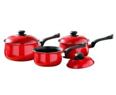 Premier Housewares Kochgeschirr, 3-teilig, 16/18 /20 cm, rot, Kohlenstoff, Antihaft, 25x35x15