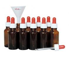 Viva Haushaltswaren - 10 x Pipettenflasche 30 ml aus Braunglas, kleine Glasgefäße als Apothekerflaschen zum Befüllen verwendbar - Made in Germany & BPA frei (inkl. Trichter Ø 5 cm)