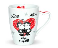 Sheepworld 45183 Kaffee-Tasse mit Spruch Ich Deins, Du Meins, Wir Eins, Porzellan, 30 cl, Geschenk-Tasse mit Liebesmotiv