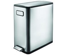 EKO Ecofly Tretmülleimer 20L (25 x 37.5 x 46.5 cm, Dämpfer-System, Fingerabdruck frei, Stay-Open, Abfallbeutelfixierung), matt silber