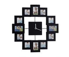 Relaxdays Wanduhr mit Bilderrahmen, Fotouhr für eigene Bilder, zum Selbstgestalten, HxBxT: 35 x 35 x 4 cm, schwarz