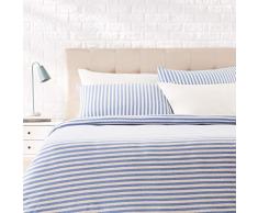 AmazonBasics - Bettwäsche-Set, Jersey, gestreift, 200 x 200 cm / 50 x 80 cm, Blau