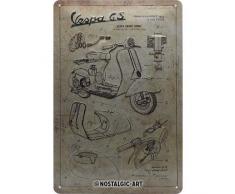 Nostalgic-Art Retro Blechschild - Vespa - Parts Sketches, Vintage Geschenk-Idee für Vespa Roller Fans, zur Dekoration, 20 x 30 cm
