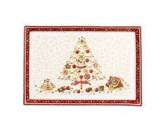 Villeroy & Boch Winter Bakery Delight Große rechteckige Servierplatte für Gebäck, Premium Porzellan, Weiß/Rot/Beige
