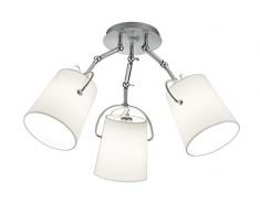 Trio Leuchten Meran 606800307 Deckenleuchte, Metall, Nickel Matt, Stoffschirm Weiß