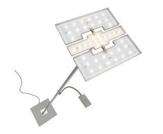 Briloner Leuchten - LED Stehlampe mit flexibler Leselampe, eckiger 2-teilig kipp- & schwenkbarer Leuchtenkopf, stufenlos dimmbar, moderne Wohnzimmerlampe, 21 W + 3.5 W