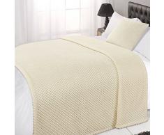 Dreamscene Waffel Honeycomb Mink weicher Warm Überwurf über Sofa Bett Decke, 150 x 200 cm, cremefarben