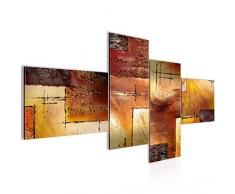 Runa Art Bilder Abstrakt Wandbild 200 x 100 cm Vlies - Leinwand Bild XXL Format Wandbilder Wohnzimmer Wohnung Deko Kunstdrucke Orang 4 Teilig - Made in Germany - Fertig Zum Aufhängen 100941a