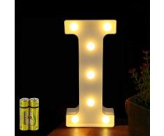 Funrui Markisen-LED-Lichterkette mit 26 Alphabet-Lichtern, beleuchtet, für Schlafzimmer, Nachtlicht, Hochzeit, Geburtstag, Party, Festival, Valentinstag, batteriebetrieben, Dekoration für Zuhause, Bar-Dekoration I