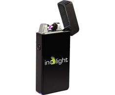 inolight CL 5 Sturmfestes USB Lichtbogen Feuerzeug in Vollmetallgehäuse (USB, Aufladbar, Akku , flammloses Feuerzeug) schwarz
