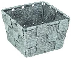 WENKO 20922100 Aufbewahrungskorb Adria Mini Grau - Badkorb, quadratisch, Kunststoff-Geflecht, Polypropylen, 14 x 9 x 14 cm