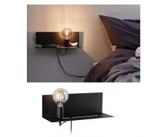 Paulmann 78920 Wandleuchte Devara mit Ablage max. 40 Watt Wand-Leselampe Schwarz Leseleuchte Metall Wandlampe E27