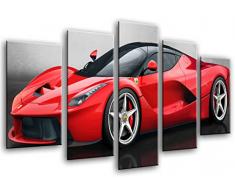 Wandbild - Sportwagen, roter Ferrari, 165 x 62 cm, Holzdruck - XXL Format - Kunstdruck, ref.26436