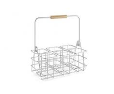 ZACK Flaschenträger Korb Edelstahl Silber L