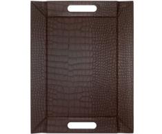 Mock Crock - 2in1 wendbares Tablett & Tischset mit Textur, schwarz/braun, Kunstleder, Maße: 55 x 41 cm