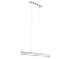 EGLO Hängeleuchte, Stahl, Integriert, Chrom/Weiß, 76.5 x 7 x 110 cm