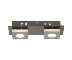 Brilliant G67429/21 Transit LED Wand- und Deckenleuchte, 2x 4 W, 2x 320 lm, 3000 K, Aluminium/Kunststoff/Nickel, warmweiß