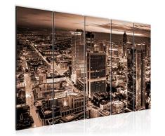 Bilder Frankfurt am Main Wandbild 200 x 80 cm Vlies - Leinwand Bild XXL Format Wandbilder Wohnzimmer Wohnung Deko Kunstdrucke Braun 5 Teilig - MADE IN GERMANY - Fertig zum AufhÃ¤ngen 608955b