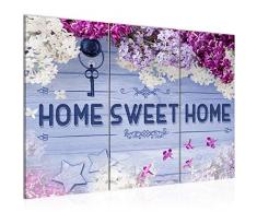 Bilder Home Sweet Home Wandbild 120 x 80 cm Vlies - Leinwand Bild XXL Format Wandbilder Wohnzimmer Wohnung Deko Kunstdrucke Blau 3 Teilig - MADE IN GERMANY - Fertig zum Aufhängen 503731c