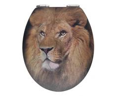 WENKO WC-Sitz Lion mit 3D-Effekt - Toiletten-Sitz mit Absenkautomatik, 38 x 45 cm, mehrfarbig, MDF