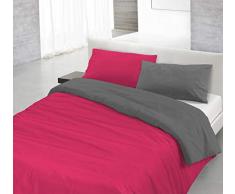 Italian Bed Linen Natural Color Doubleface Bettbezug, 100% Baumwolle, Erdbeere/Rauch, Doppelte
