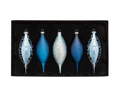 WeRChristmas Glaskugeln, blau, 5-Piece