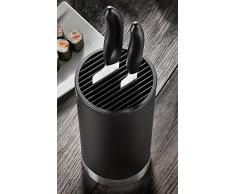 Kyocera Runder, 6-8 Messer, inklusive einem Santoku und einem Schälmesser Messerblock, Kunststoff, Keramik, schwarz, Edelstahl, 11 x 11 x 22,5 cm, 3-Einheiten