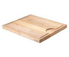 Continenta Tranchierbrett, Schneidebrett aus Gummibaumholz mit Saftrille, Größe: 42 x 34 x 2,7 cm