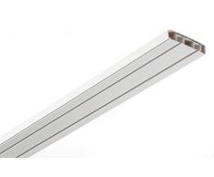 GARDINIA Vorhangschienen Set, Komplett-Set mit 2-läufiger Schiene, Inkl. Befestigungsmaterial, 2 x 120 cm, Weiß