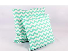 1buy3 Kissenbezug Chevron Mint 50cmx 50cm aus 100% Baumwolle mit Reißverschluss