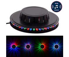Briloner Leuchten Lichtrad, Partylicht Musiksensor, musikgesteuerter Farbwechsel, 48x RGB-LED, inkl. 2m USB-Kabel, IP20, Schwarz, 125x38mm (DxH)