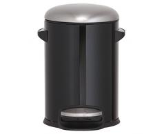 Sealskin Kosmetikeimer Cosmic, Treteimer mit Absenkautomatik und praktischen Griffen, Inhalt: 3L, Edelstahl, Farbe: Schwarz