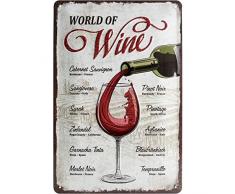 Nostalgic-Art Retro Blechschild - Open Bar - World of Wine, Vintage Geschenk-Idee für Wein-Liebhaber, zur Dekoration als Bar Zubehör, 20 x 30 cm