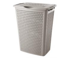 Sundis Country Wäschesammler 50 l in Rattan-Optik, Kunststoff (PP), cappuccino, 50 Liter (45 x 33,8 x 57,5 cm)