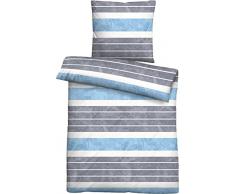 biberna 0045784 Linon Bettwäsche Kids & Teens Garnitur mit Kopfkissenbezug (Baumwolle) 1x 135x200 cm + 1x 80x80 cm, Ozean