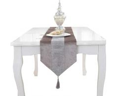 HANGNUO 180CM Pailletten Strass Tischläufer mit eleganten Quaste für Hochzeit Weihnachten Thanksgiving Tischdekoration, Sekt