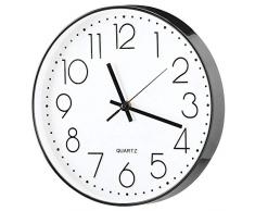 mDesign stilvolle Wanduhr mit edlen Zeigern – Wanduhr modern mit schwarzen Ziffern und weißem Zifferblatt – Elegante Wanddeko für Küche, Wohnzimmer oder Büro – schwarz