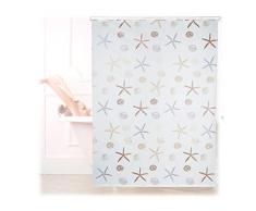 Relaxdays Duschrollo Ocean, wasserabweisend, Muschel Badrollo Wanne u. Dusche, Deckenmontage,160x240cm, semitransparent