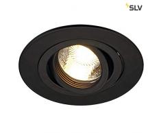 SLV LED Deckeneinbaustrahler NEW TRIA 78 XL I rund, QPAR 51, GU10, single, CS, Clipfedern, matt schwarz, Einbauleuchte, Deckenstrahler, Deckenleuchte, schwenkbare Deckeneinbauleuchte, Indoor