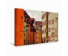 Premium Textil-Leinwand 45 cm x 30 cm quer Regensburg, am Haidplatz. | Wandbild, Bild auf Keilrahmen, Fertigbild auf echter Leinwand, Leinwanddruck