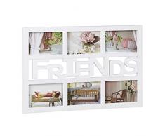 Relaxdays Bilderrahmen Freunde, Galerierahmen für 6 Fotos, Fotocollage Rahmen, quer, Kunststoff, HBT: 33x48x1,5 cm, weiß