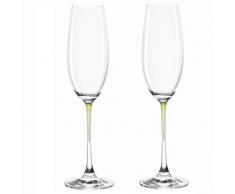 Leonardo Sektgläser La Perla, grün, 2-er Set, 205 ml, farbig-gezogener Stiel, spülmaschinenfest, Teqton-Glas, 018693