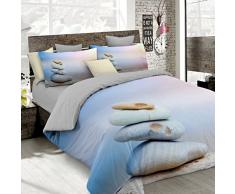 Italian Bed Linen Bettwäsche mit Digitaldruck, Gesamt-Abdeckung auf Bettbezug und Kissenbezügen, Doppelbettgröße, 100% Baumwolle 250x200x1 cm Multicolore (Sec03)