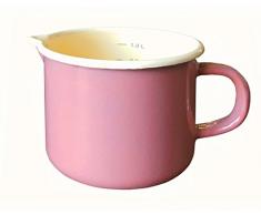 Karl Krüger Milchtopf mit Literskala, Emaille, Rosa, 12 cm