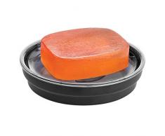 iDesign Austin Seifenschale, runder Seifenhalter aus Metall für Badezimmer und Küche, mattschwarz/dunkelgrau