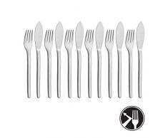 WMF Evoque Fischbesteck 12-teilig Fischgabel Fischmesser Cromargan protect mattiert, kratzbeständig, spülmaschinengeeignet
